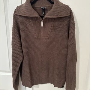 Bench Half-Zip Brown Knit Sweater